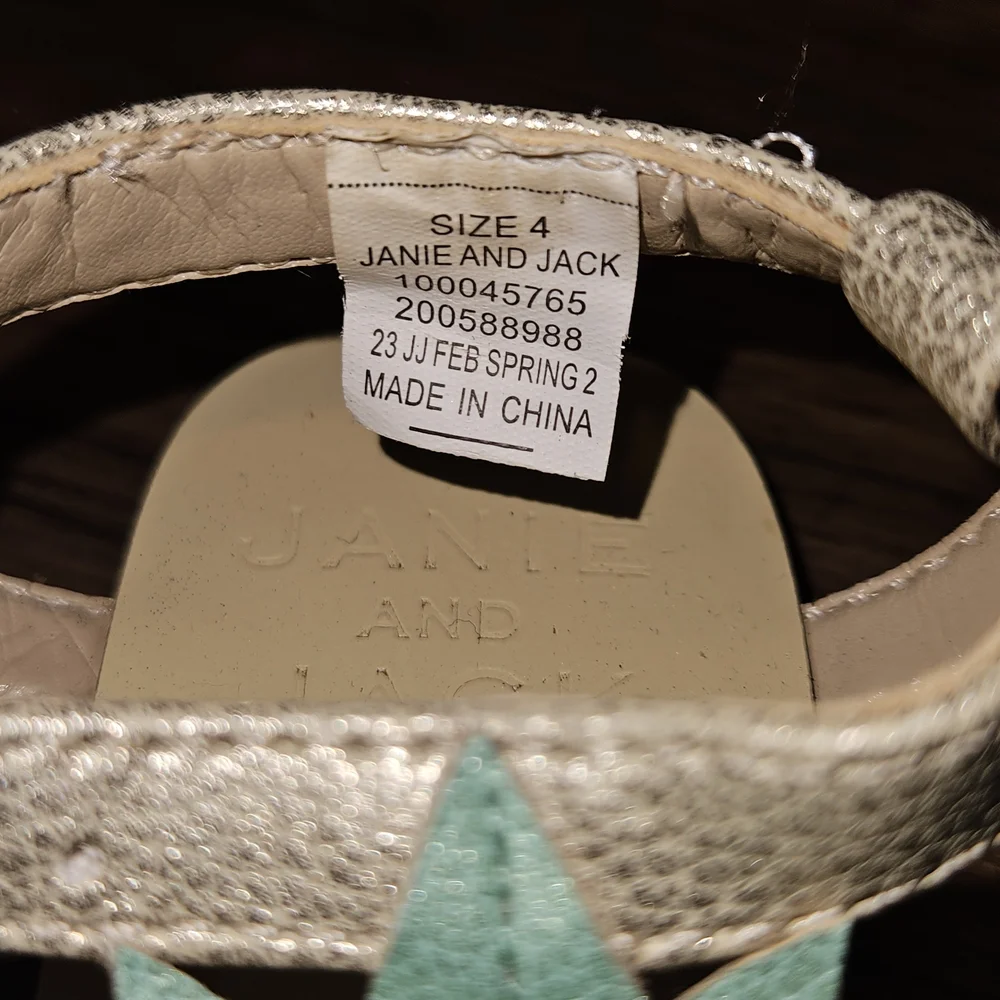 Janie and Jack Pineapple Sandals - Cream and Mint Infant Size 4